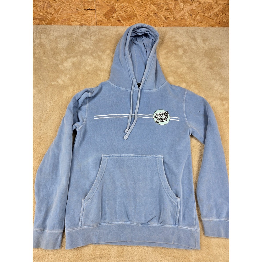 Vintage Santa Cruz Skateboard Hoodie Blue Pullover Long Sleeve Men's Size‎ XS